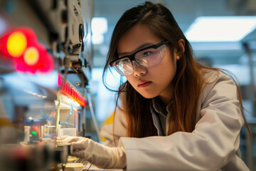 girl student in the laboratory