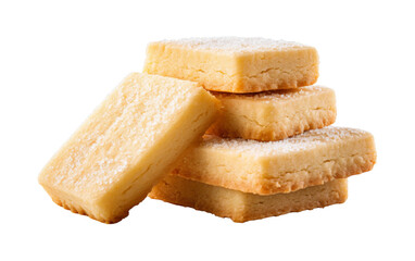 Shortbreads stacked in a precarious tower, showcasing their buttery flakiness and irresistible allure