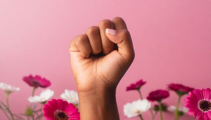 Raised fist of a woman