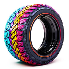 Abstract colorful Tyre on white background 