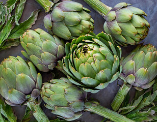 Obraz premium full frame green artichokes background