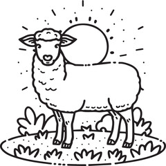 Sheep coloring pages. Sheep outline vector