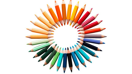 Array of colored pencils forming a vibrant circle arrangement - Powered by Adobe