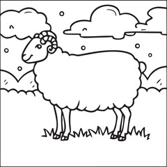Sheep coloring pages. Sheep outline vector