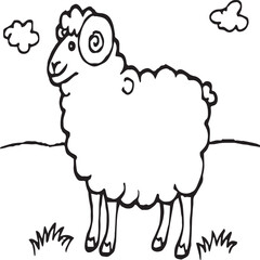 Sheep coloring pages. Sheep outline vector