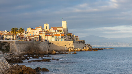 French riviera with the medieval old town of Antibes Juan Les Pins in France
