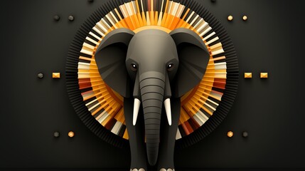 A minimalistic logo icon of a geometric elephant in a circle.