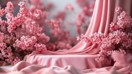 Pink Background With Pink Flowers