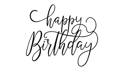 Happy Birthday. greeting card scratched calligraphy black text . Hand drawn invitation print design. Handwritten modern brush lettering white background isolated vector