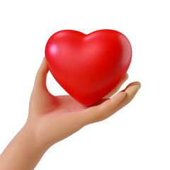 Obraz premium Hands cradling a red heart symbol cut out on transparent background