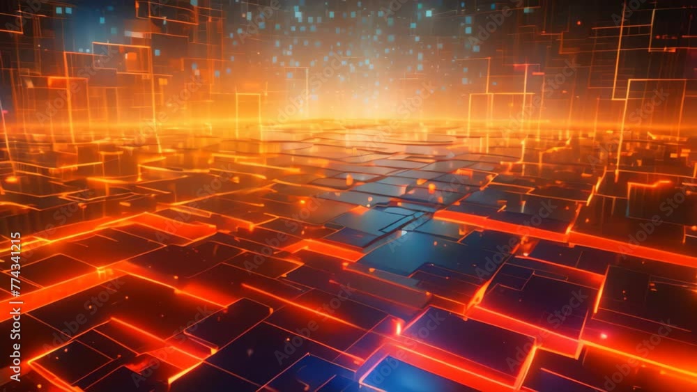 Poster abstract technology background 3d rendered fractal with glowing lines, digital abstract background. 