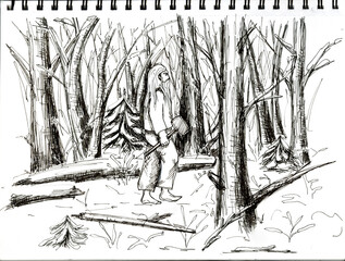 person in the woods. man in the woods