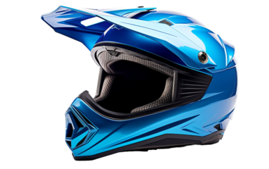 A vibrant blue helmet stands out against a clean white background