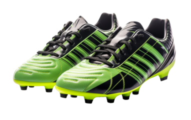 A striking pair of green and black soccer shoes, ready to dominate the field with style and performance