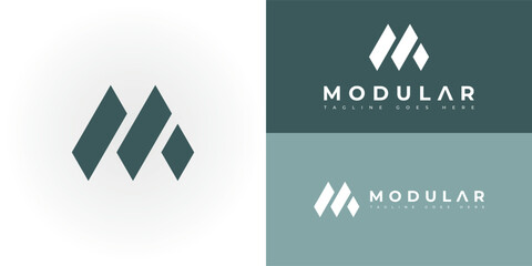 abstract initial mountain letter M or MM logo in green color isolated on multiple background colors. The logo is suitable for print-on-demand or business and consulting company logo design inspiration