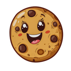Fototapeta premium Chocolate chip cookie illustration with delicious details cut out on transparent background