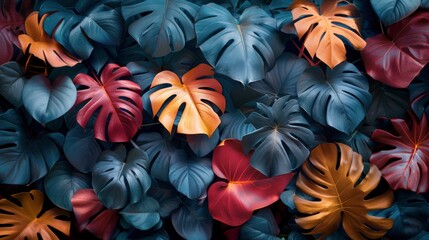 Assorted Colored Leaves on Wall