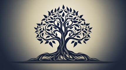 A simple and elegant logo icon of a tree with roots.