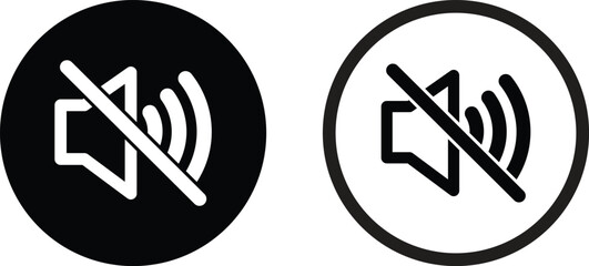 Volume mute icon set in two styles . Sound off icon vector . Speaker mute button icon - obrazy, fototapety, plakaty
