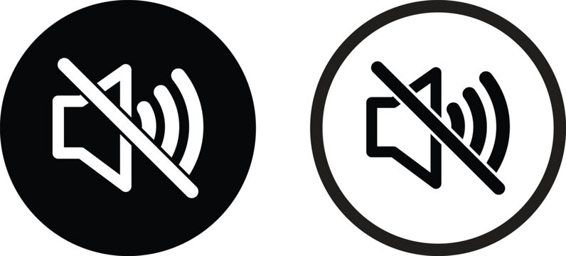 Volume mute icon set in two styles . Sound off icon vector . Speaker mute button icon