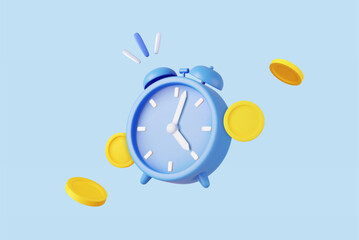 3D Alarm Clock and Coins.