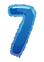 Helium blue balloons number. Realistic design element, numeral character. Party decoration balloon or anniversary sign. Vector glossy decorative digit illustration