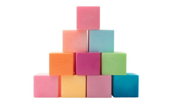 Colorful blocks stack in a whimsical tower, creating a vibrant and playful scene