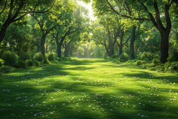 A forest glade with a 3D modern background of nature - obrazy, fototapety, plakaty
