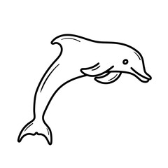 Dolphin vector icon in doodle style. Symbol in simple design. Cartoon object hand drawn isolated on white background.