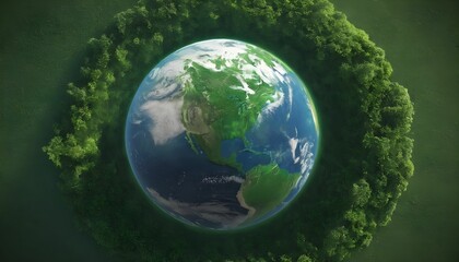 Fototapeta premium Earth place on Go Green Background Earth Day concept background wallpaper created with generative ai.