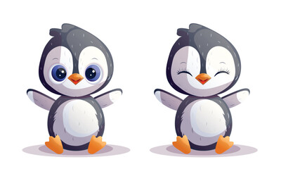 Cute penguin vector illustration isolated on white background