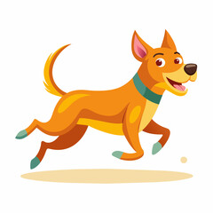 Cute Happy Running Dog, Vector graphics element silhouette illustration