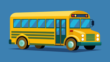 School bus transportation vehicle flat vector icon