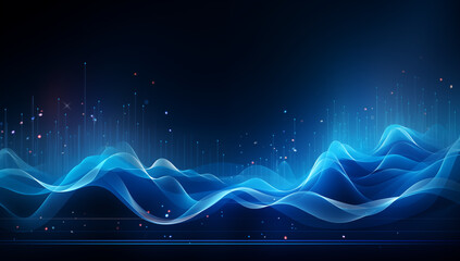 Futuristic Waves showing evolved IT Technology Background, Abstract Data technology blue background - obrazy, fototapety, plakaty
