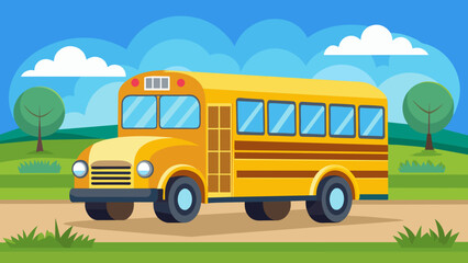 School bus transportation vehicle flat vector icon