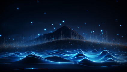 Futuristic Waves showing evolved IT Technology Background, Abstract Data technology blue background