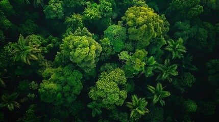 dense rainforest canopy from above, lush greenery, lungs of the planet, HD, 4K - obrazy, fototapety, plakaty