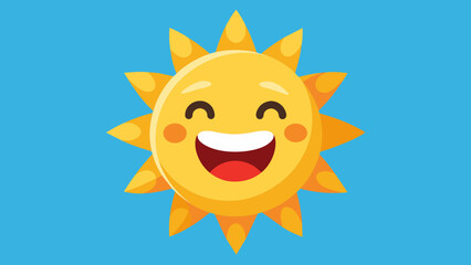 Smiling Summer Sun Emoticon, Vector graphics element silhouette illustration