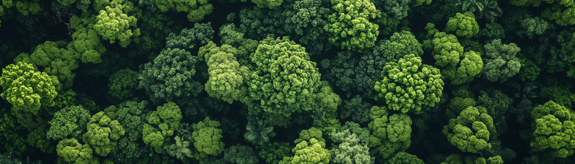 Drohnenaufnahme eines dichten grünen Wald,  Grüner Hintergrund für CO2-Neutralität und Netto-Null-Emissionen-Konzept, Nachhaltige grüne Umgebung, Umweltschutz - obrazy, fototapety, plakaty