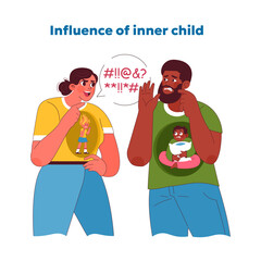 Inner child impact concept. Vector illustration