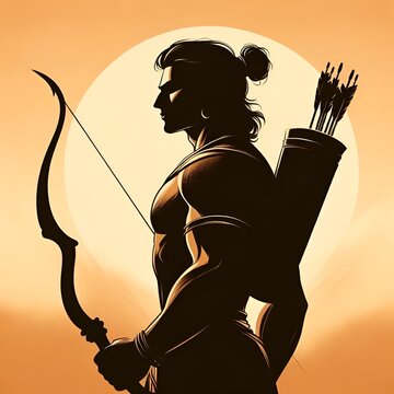 Silhouette of a lord rama for ram navami.