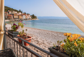Moscenicka draga, Mošćenička Draga, Istria in Croatia. Beautiful seascape, tourism, the coast of...