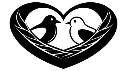 Captivating Lovebirds Heart Nest Vector Illustration for Endearing Designs