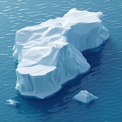 Isometric depiction of a minimalistic Arctic scene, with thin ice and visible water underneath