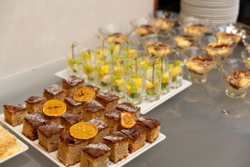Different kinds of dessert at a banquet