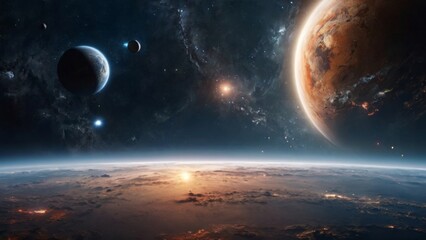 Fototapeta na wymiar Explore the breathtaking panorama of the universe, a stunning science fiction wallpaper featuring elements provided by NASA.