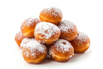 Dutch oliebollen pile traditional New Year s eve treat on white background