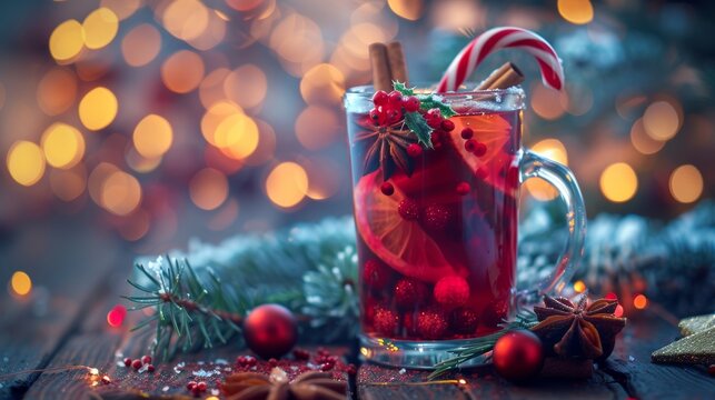 Cozy Christmas with a Glass of Hot Mulled Wine Generative AI