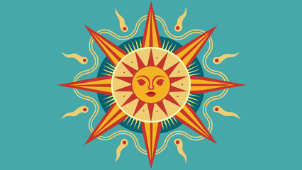 Vintage sun illustration, decor element. Astrology symbol in engraving style isolated Background