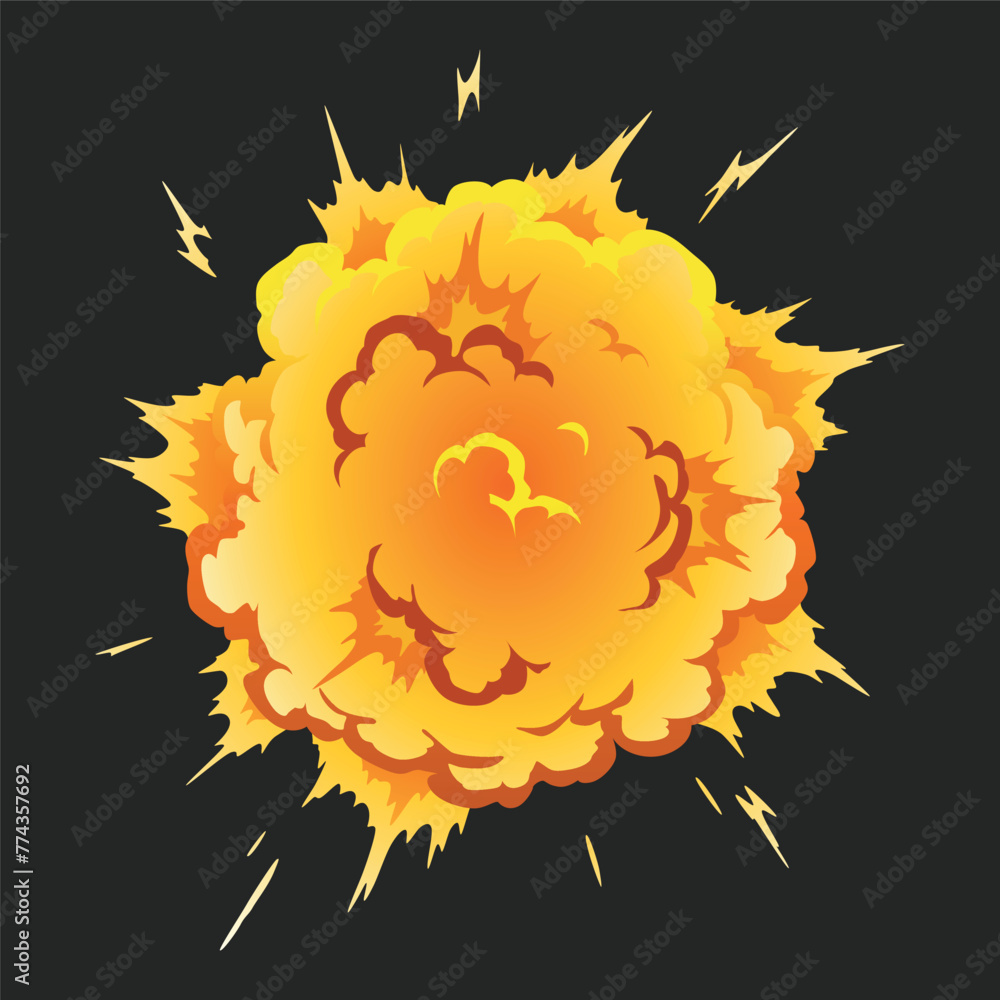 Poster explosion animation effect for game. burst explosion in cartoon style. bomb or bang. vector isolated